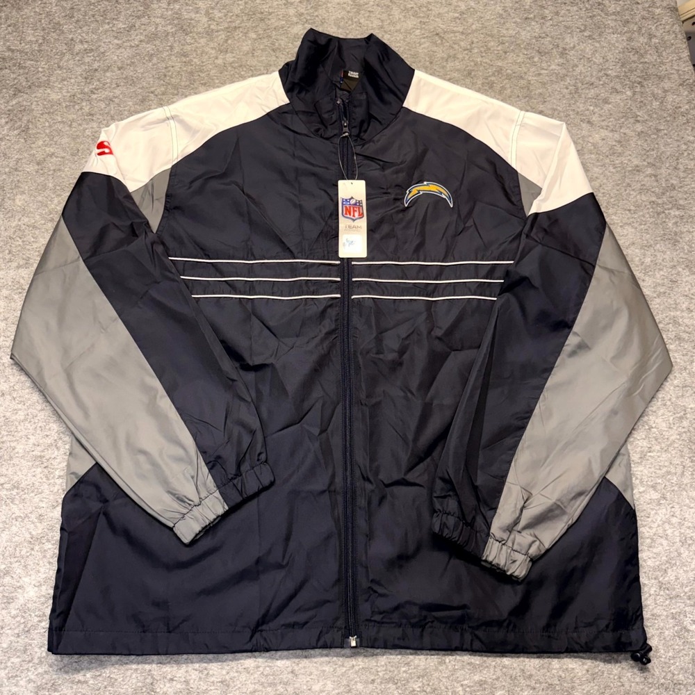 Los Angeles Chargers Track Jacket Men's Size XL Black Reebok NFL Football Sports
